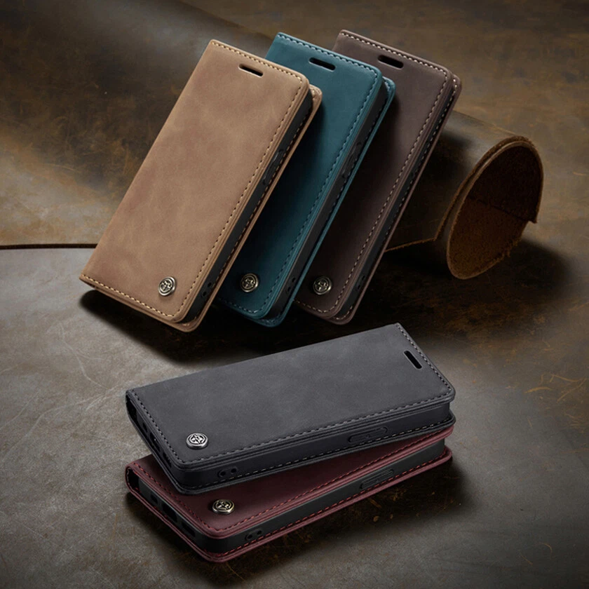 Magnetic Wallet Case Leather Flip Cover for iPhone 16e/15/14/13/12/11 XR SE 7 8 - Image 2 of 4