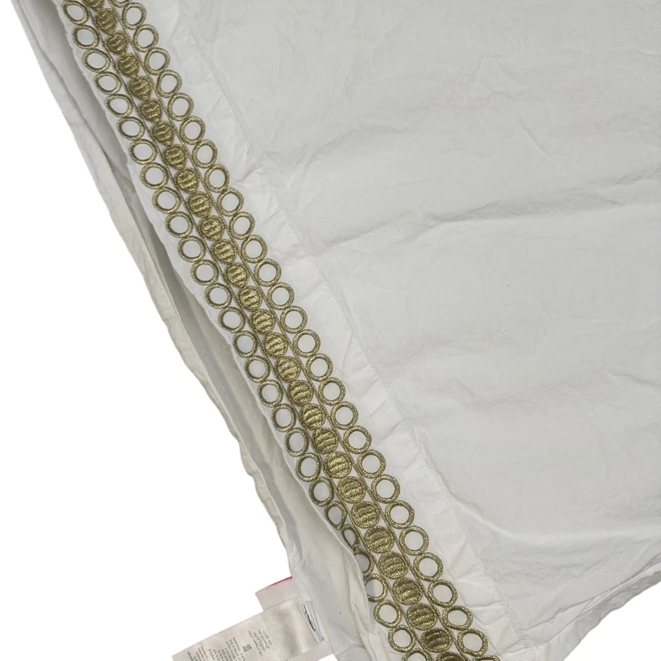 Lilly Pulitzer x Pottery Barn Twin XL folha plana branca acabamento bordado dourado - Imagem 2 de 4