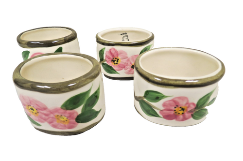 4 Vintage Franciscan Desert Rose Oval Napkin Rings Holders - USA Flying F Logo