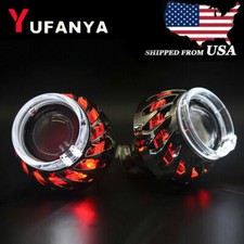 2.5 H1 Mini Hid Bi Xenon Projector Lens Fire Wheel Dual Led Angel Eyes H4 H7