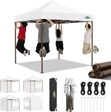 COBIZI 10x10ft Pop Up Canopy Heavy Duty Waterproof UV 50+ Gazebo with 4 Sidewall