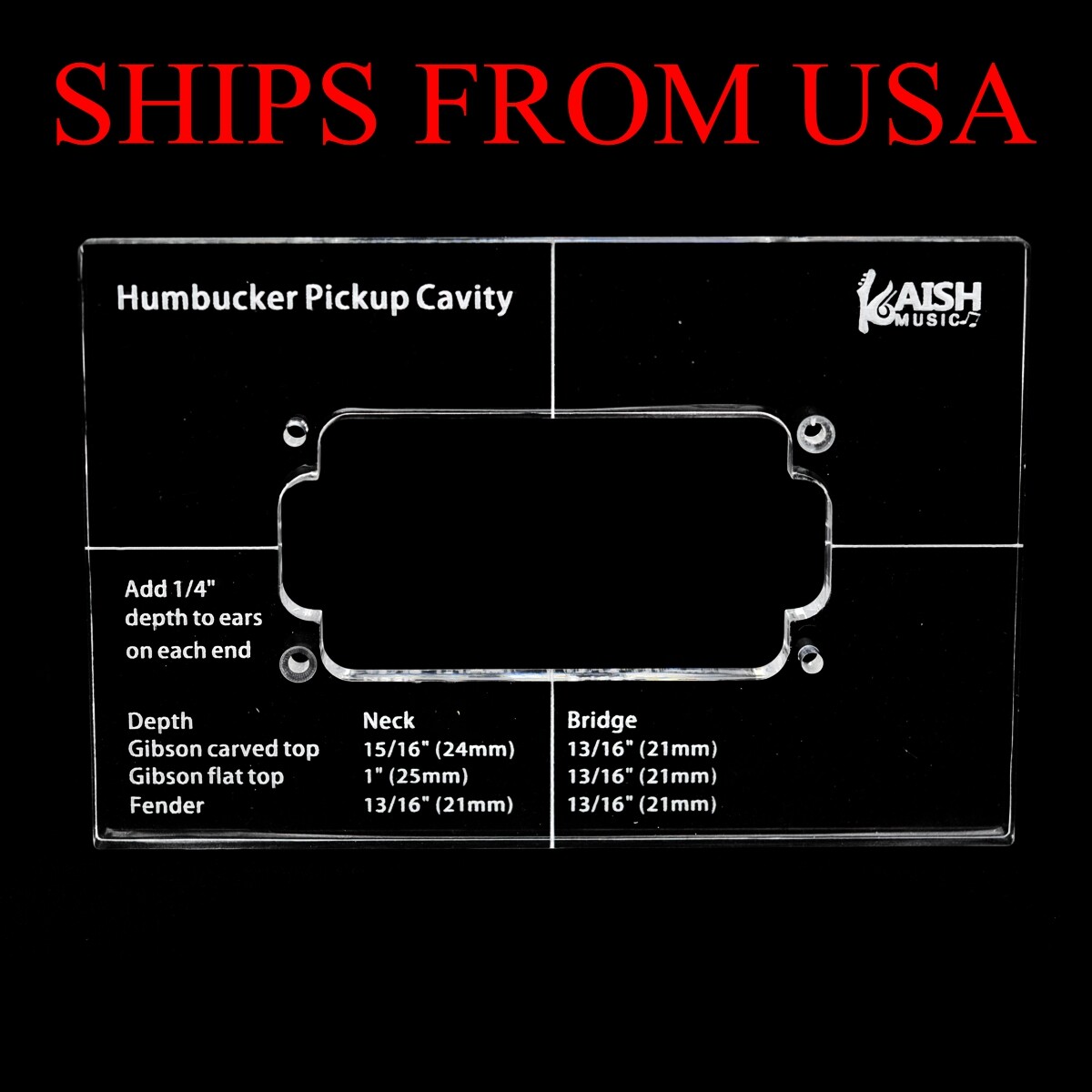 Dima Acrilica Per Routing Pickup Singolo – Per Chitarra Strat O Battipenna – Kaish Luthier Tools