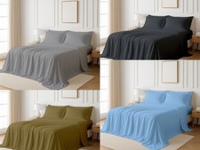 Slumber Sphere 4-Piece Cotton Sheet Set Soft Breathable Stripe 8-10 Inch Drop