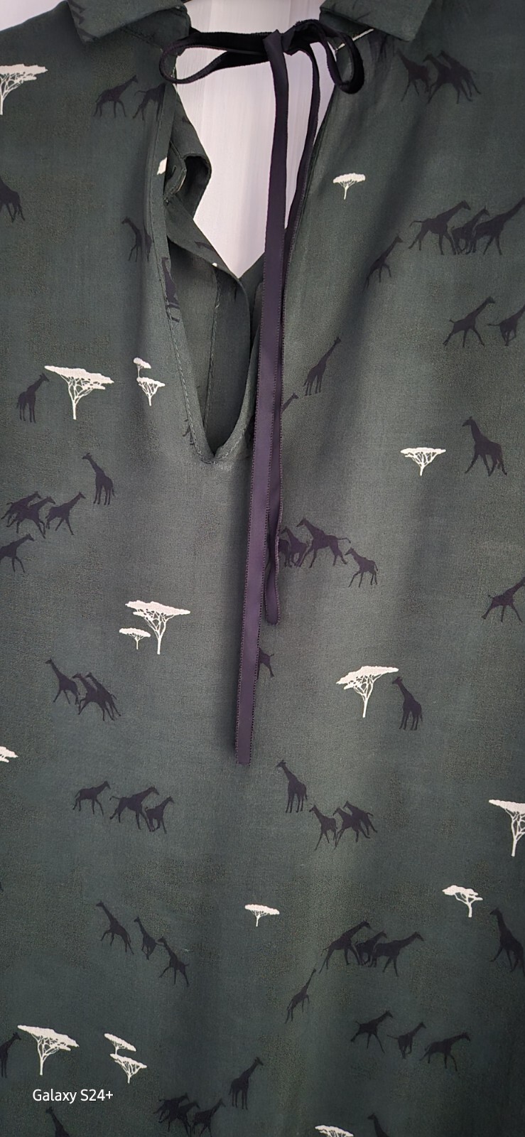 Dark Green Zara Basic(Trees/Giraffe Print)Top/Blo… - image 14