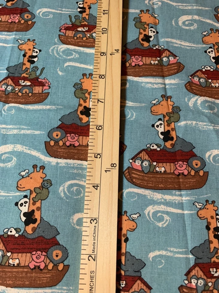Noahs Ark Animal Print Cotton Fabric 12" x 44" - Image 3 of 4