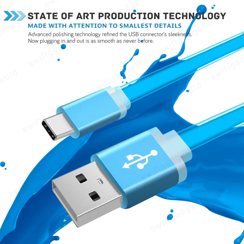 USB Type Cable for LG G8 G7 G6 G5 V40 USB-C Fast Charger Charging Data Lead Flat - Image 2 of 4