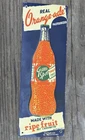 Vintage Green Spot Real Orange Ade Soda Embossed Tin Litho Door Push Sign
