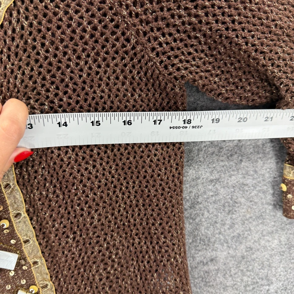 Cárdigan Just B Mujer L Grande Marrón Manga Larga Un Botón Tejido Algodón Informal Foto 4 de 4