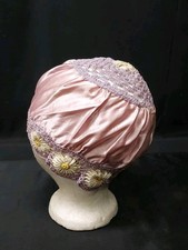 Early 1900s Edwardian Ladies Night Boudoir Cap Bonnet Handmade Crocheted Flapper