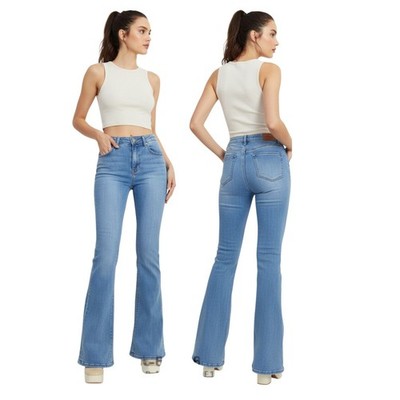 Parisian Designer LUSA High Rise Bootcut Push Up Jeans Mid Wash W31x32 EU44