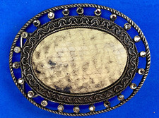 Usa Made Rattle Snake Skin In Rhinestone Surround Belt Buckle