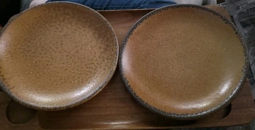 Vintage McCoy USA Canyon Mesa Dinner Plates Set Rustic Mid Century