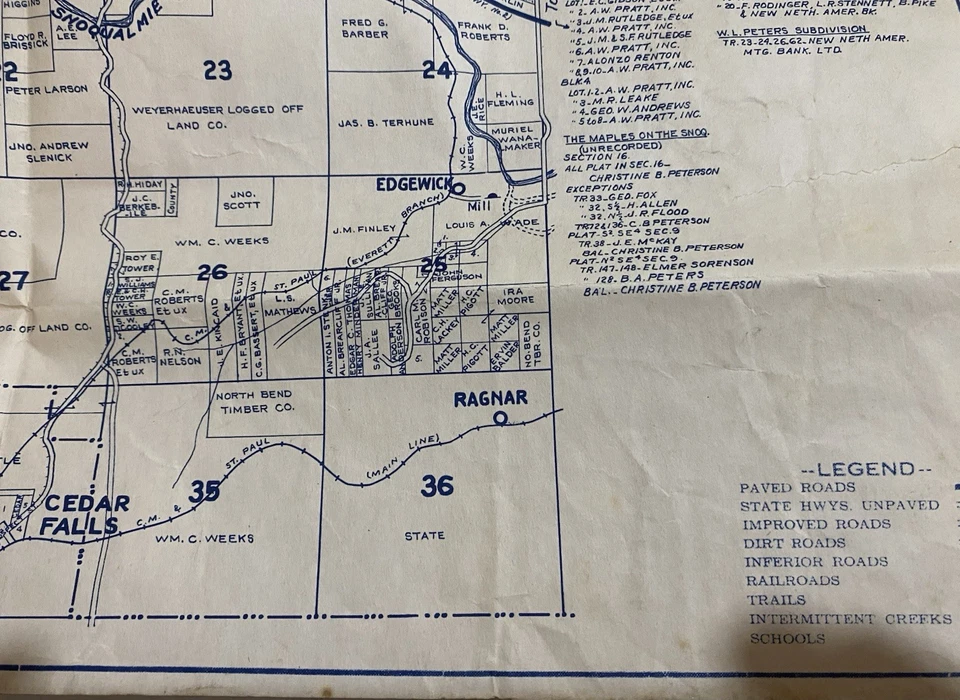 Aprox. Mapa antiguo Metsker 1915 King County Washington página 44 Foto 4 de 4