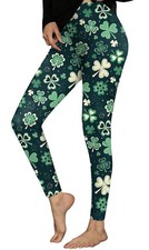 NWOT Women s St. Patrick s Day Leggings, Shamrocks, Green, Size Large, Holiday