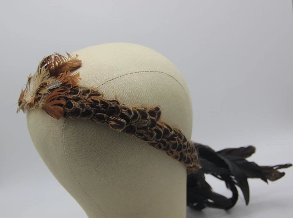 Festival Boho Ajustable Guinea India Pluma Tocado Cuero Diadema Corona Foto 4 de 4