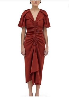 Bianca Spender Bellini Midi Crepe Dress In Sienna Size 2 / AU10 BNWT