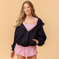 Blogilates Women's Mommy Me Marshmallow Full Zip Hooded Sweatshirt - Dark