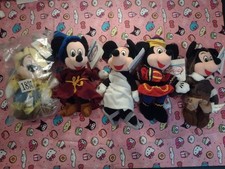 Mickey Mouse Plush Lot Mini Bean Bag Disney Store Parks Lot of 5
