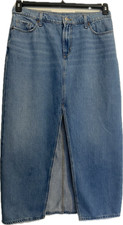 Old Navy Denim Jean Midi Maxi Skirt Mid Rise Column Slit 5 pockets SIZE 10
