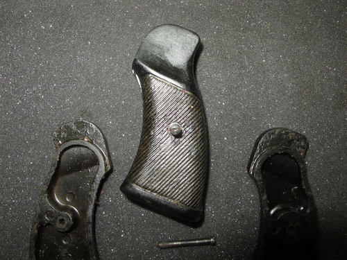 British Enfield Revolver No.2 Grips Bakelite MKIII Side Stock 1942 shaved top - Foto 3 di 5