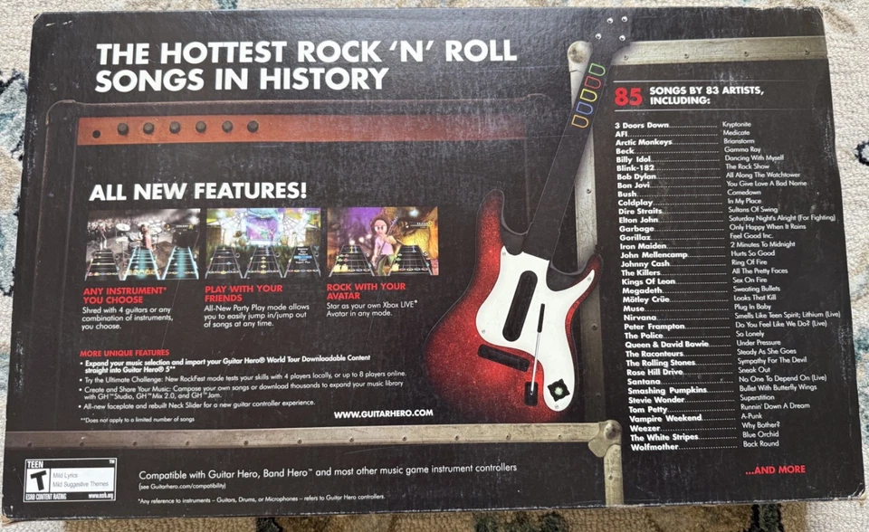 Mando Inalámbrico Xbox 360 Guitar Hero 5 95905.805 Caja Original con Juego y Correa Foto 3 de 4