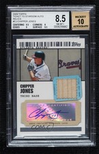 2009 Topps Ticket To Stardom Relics 2/89 Chipper Jones BGS 8.5 Auto HOF o1u