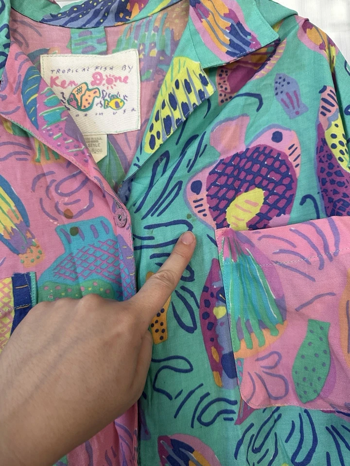 De Colección Ken Hecho Pequeño Estampado Completo Camiseta Pantalones Cortos Conjunto Arte Pop Para Usar Peces Tropicales Foto 4 de 4