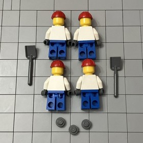 LEGO MINIFIGURE CITY OVERALLS BLUE Set 7990-1 Cement Mixer Lot Of 4 H1 15