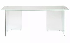 John Lewis Staten 140 Clear Glass Top Desk with Glass Trestles