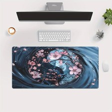 40 90cm1pc Yin-Yang Cherry Blossom Design XXL Mouse Pad - Non-Slip Rubber Base,