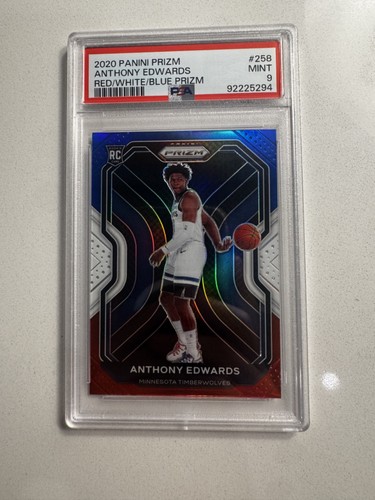2020 PANINI PRIZM RED/WHITE/BLUE PRIZM #258 ANTHONY EDWARDS ROOKIE RC PSA 9 