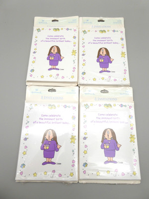 Cathy Guisewite Studio Baby Shower Invitations Lot (4) 32 Invitations 1993 NEW