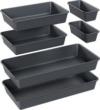 3 Sizes Plastic Desk Organizer Trays, 6 PCS Large Drawer Organizer