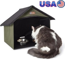 Weather Resistant Outdoor Cat Feeding Shelter Easy Assembly Slanted Roof Design