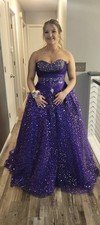 Purple Sequin Strapless Sweetheart Ballgown Prom Dress Long Formal Party Gown