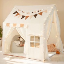 Play Tent for Kids with Star Lights, Flags, Pompoms  Gift Box, 2-in-1 Tent f...
