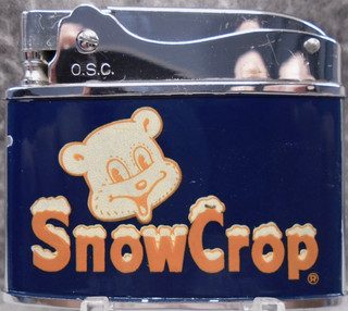 Vintage RARE "SNOW CROP ORANGE JUICE" flat advertising lighter W/TEDDY BEAR