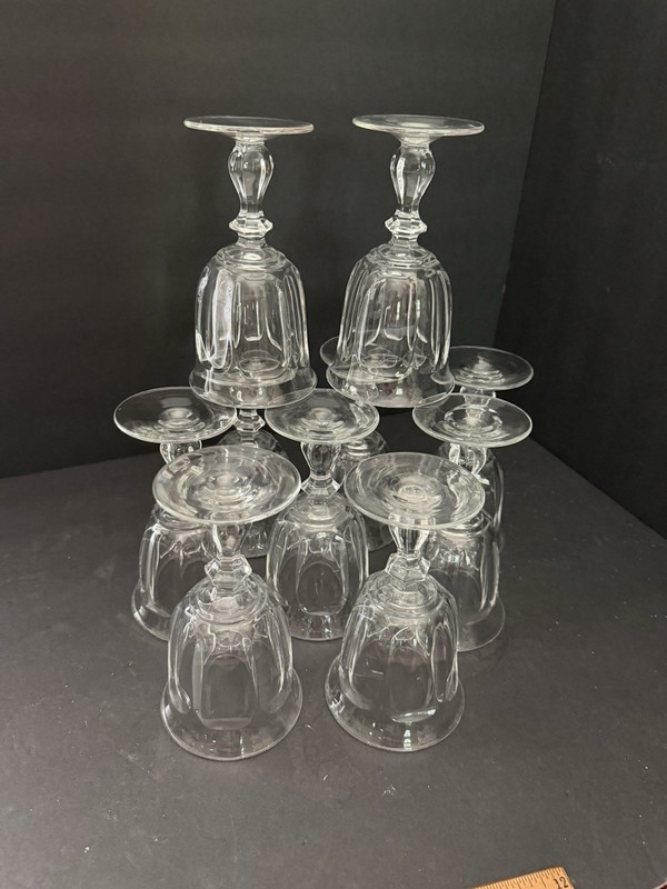 10 VINTAGE HEISEY CLEAR GLASS COLONIAL 6.5" WATER GOBLET STEM 373-341