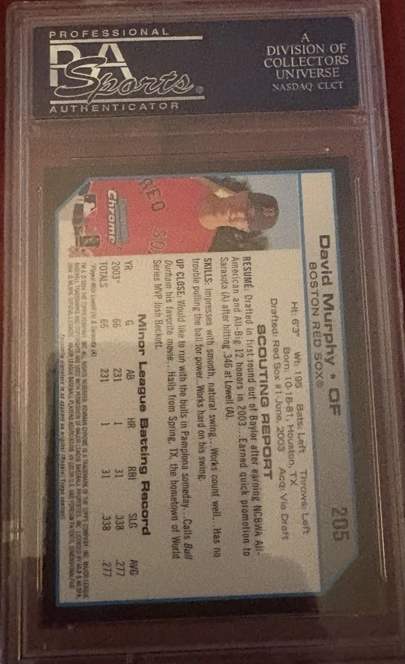 Bowman 2004 cromo primer año X-Fractor David Murphy PSA 10 gemas como nuevo radiocontrol automático Foto 4 de 4