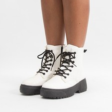 Womens Ladies Faux Croc Ankle Boots Lace Up Side Zip Buckle Chunky Platform Sole