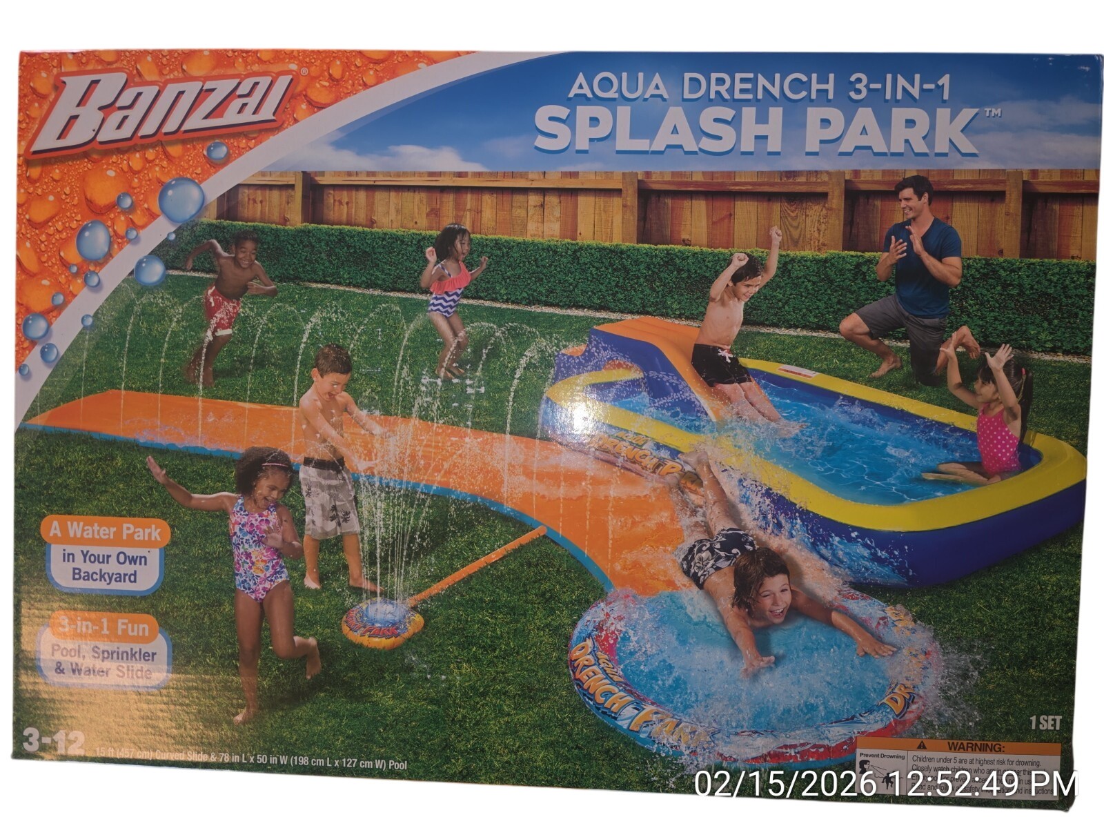 Estera de juego de agua aspersor parque salpicaduras para niños Banzai Aqua Drench nueva