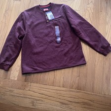 NWT Mens Coleman Maroon Sherpa Fleece Lined Waffle Henley Shirt Size XXL