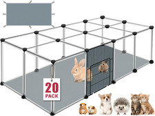 20 Panels Small Animals Playpen, 48" X 24" X 16" Transparent Pet Playpen with Wa