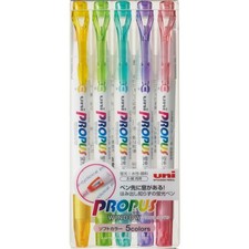 Mitsubishi Pencil Highlighter Propus Window 5 Soft Color Set PUS102T5CS Japan