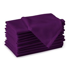 Encasa XO Purple Cloth Napkins Set of 12, 17"x17" Solid Cotton Dinner Napkins