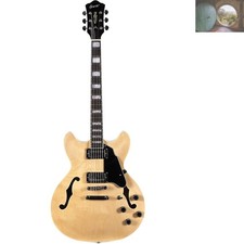 Semi-Hollow Electric Guitar with 24.75" Scale Stainless Steel Frets in Natural