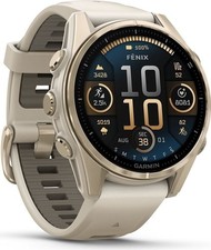 Garmin Fenix 8 43mm Silikonarmband fog sandstone Edelstahlgehäuse soft - Wie neu