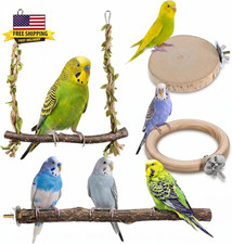 4-In-1 Bird Perches for Cage, Natural Wood Stands for Small Parrots
