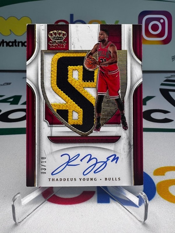 2019-20 Crown Royale Thaddeus Young Game Used Patch AUTO /10 -Chicago Bulls, Ind