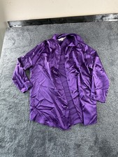 Victoria s Secret Purple Satin Sleep Shirt Button Up Pajama Top Women s M